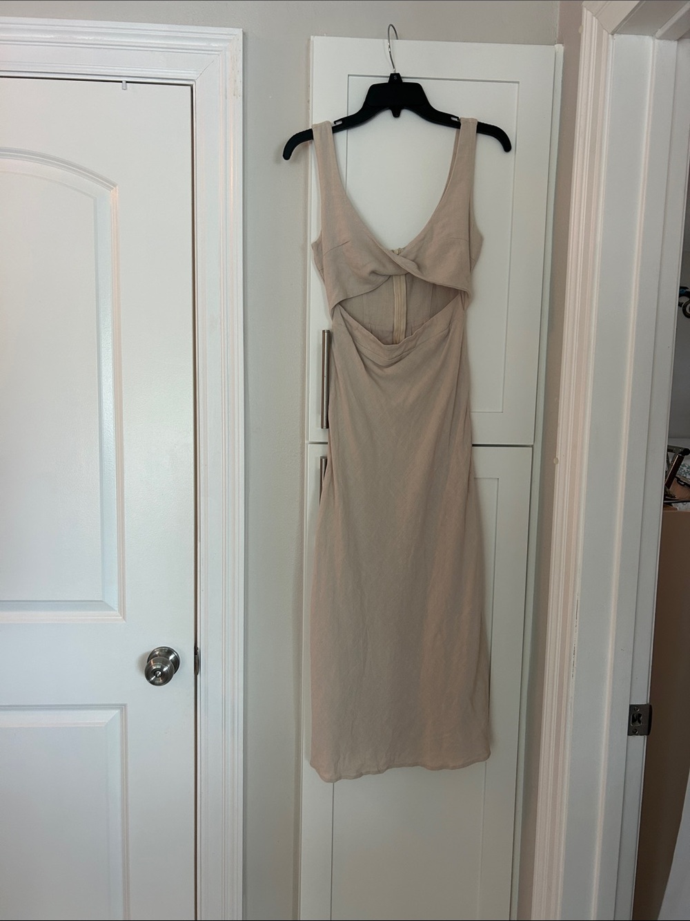 Altar'd State Nude Twist-Front Midi Dress
